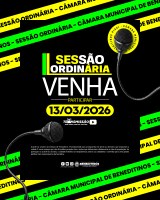 Câmara Municipal convida população para acompanhar a 2ª Sessão Ordinária de 2026.